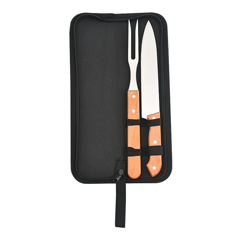 Juego de utensilios para hornear de acero inoxidable, combinación al aire libre, herramienta para barbacoa, bolsa de tela portátil portátil al por mayor, juego de barbacoa de 4 piezas