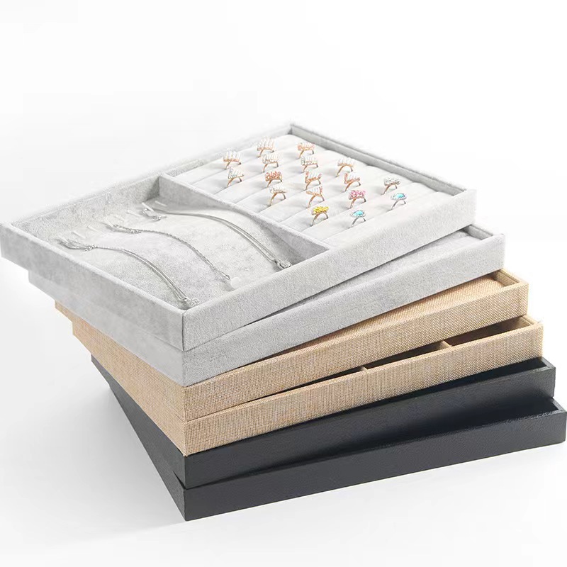 高檔首飾盤戒指項鍊收納盒手鍊耳環珠寶箱展示道具飾品架托盤耳飾