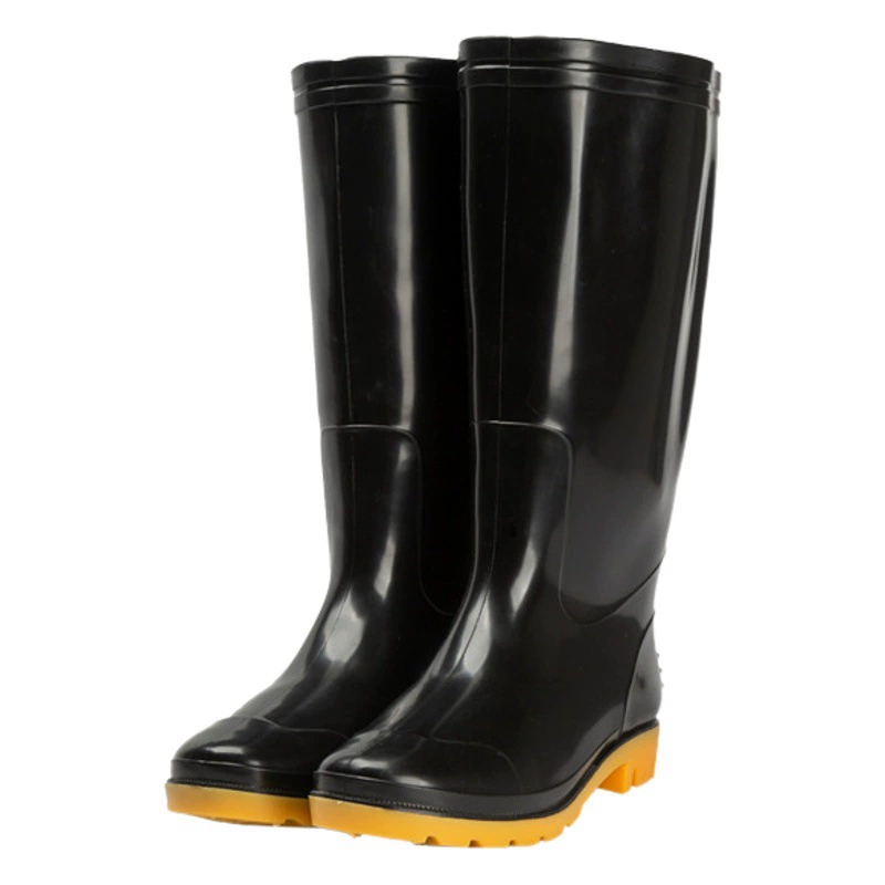 Уличные резиновые сапоги мужские Нескользящие непромокаемые резиновые сапоги из ПВХ черные толстые износостойкие резиновые туфли для охраны труда оптом