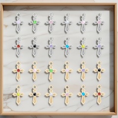 クロスボーダーtemu合金にダイヤモンドを入れた小さなクロスペンダントの個性的なネックレスのブレスレットのアクセサリーの部品