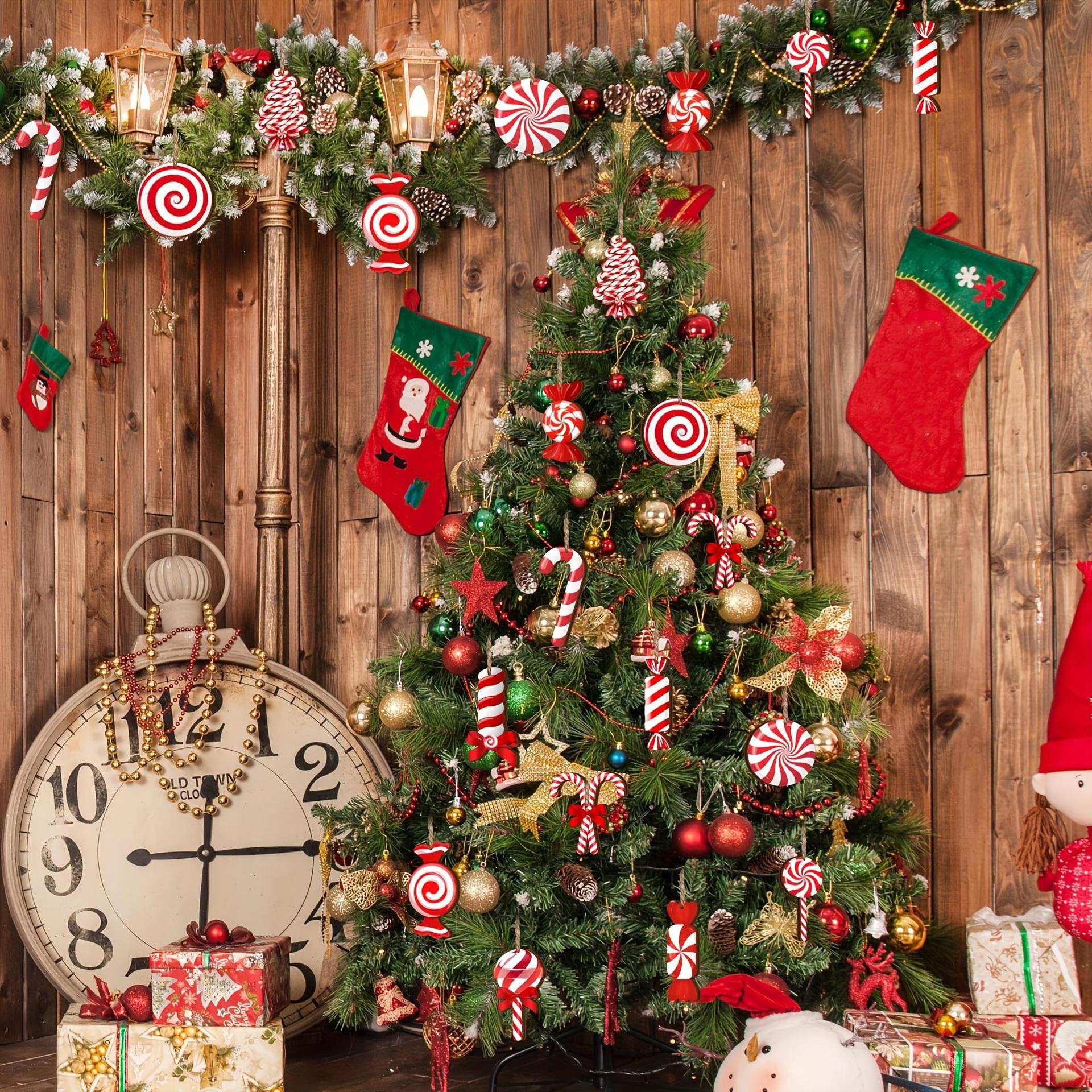12-teiliges Weihnachtsdekorations-Set aus Holz, Geschenkanhänger, Weihnachtsbaum-, Kamin- und Fensteranhänger, Weihnachtsparty-Zubehör – Detail 5