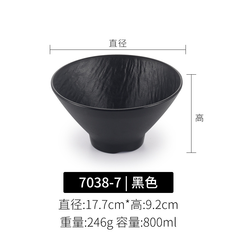 Japonés negro melamina bolos de arroz bolos de mezcla de fideos bolos de hotel restaurante bolos de sopa de plástico bolos de ensalada comerciales