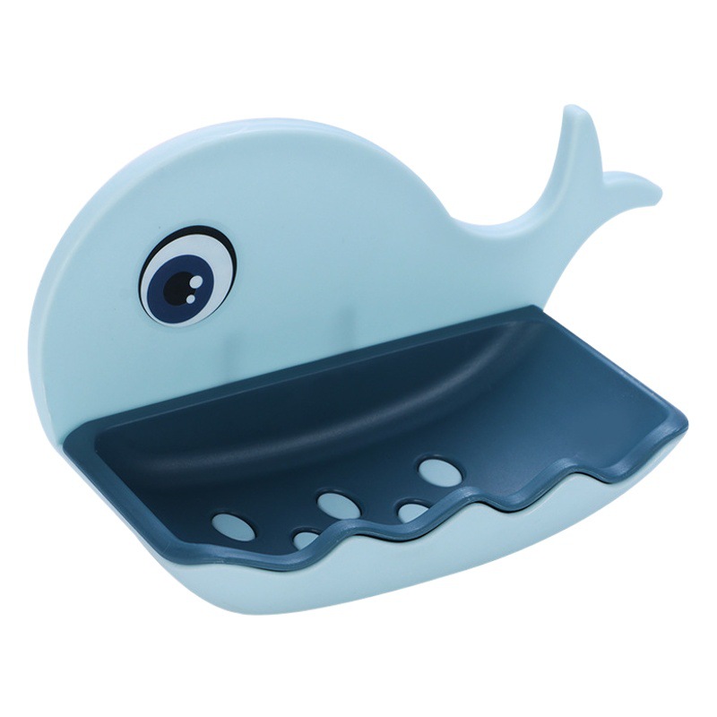 Whale Soap Box Double-Layer Soap Rack Non-Punch Bathroom Toilet Storage Rack Household Wall-Mounted Drain Soap Box