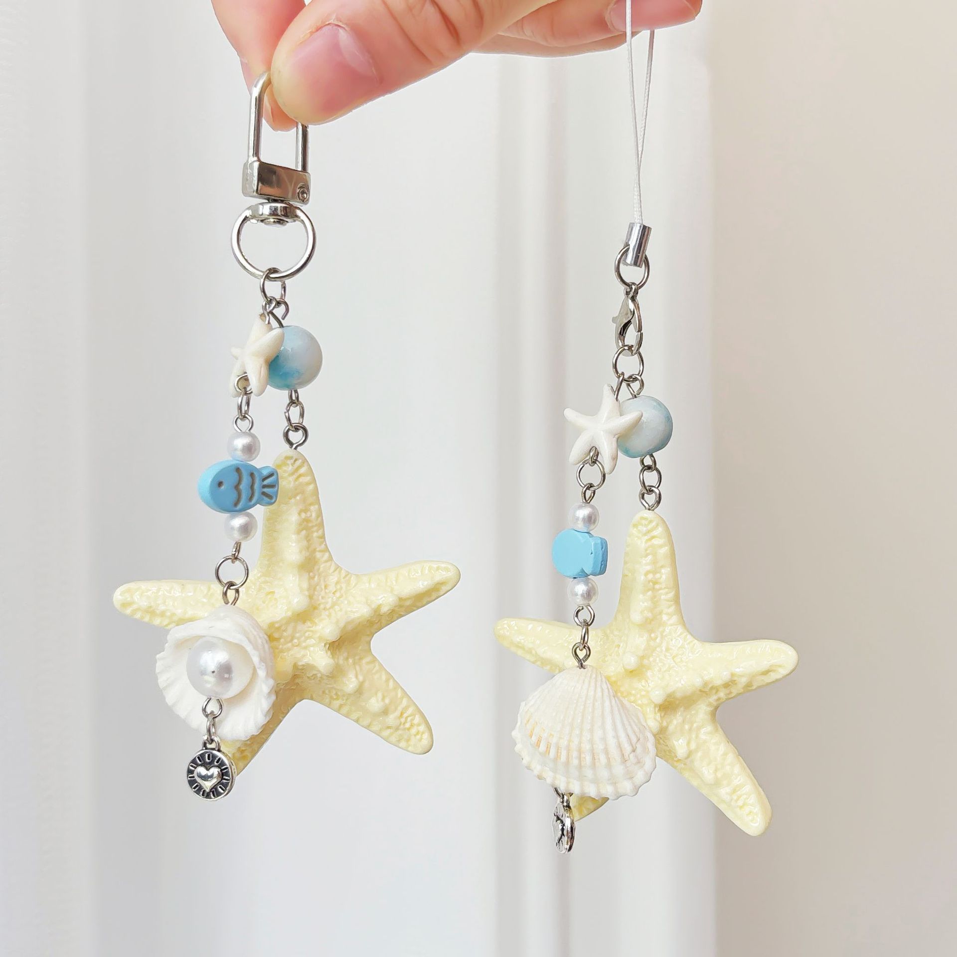 Original Ocean Style Natural Shell Decorative Keychain Starfish Versatile Mobile Phone Pendant Holiday Bag Pendant Versatile