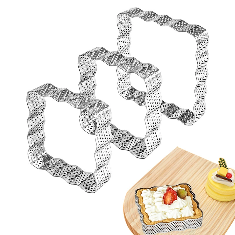 2 см высотой 430 из нержавеющей стали волнистый квадрат перфорированная форма кружева с отверстиями Французский сырный торт