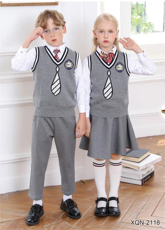 (2개) 영국식 스웨터 가든 스웨터 세트 어린이 세트 아동복 소년 소녀 원피스 교복 수업 유니폼