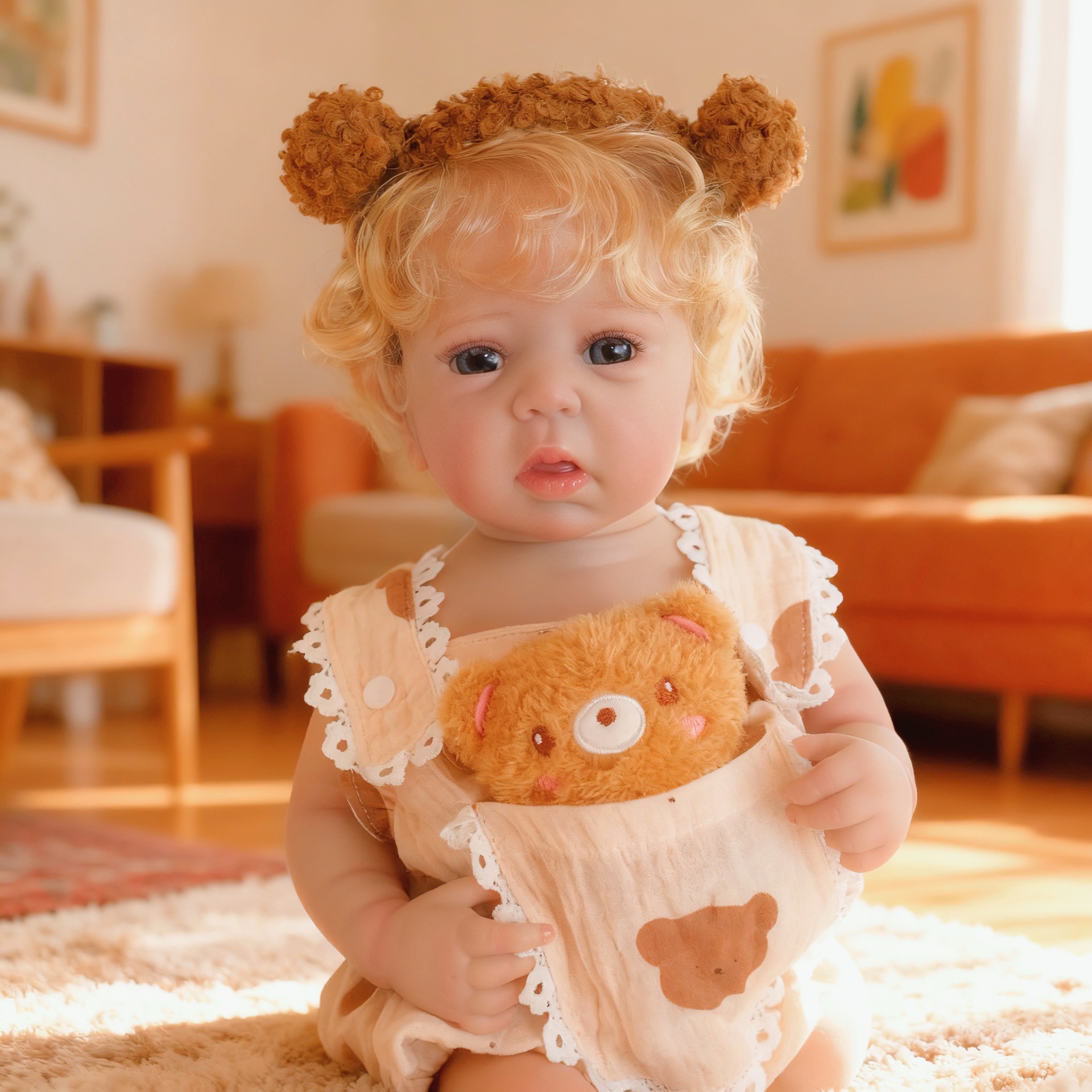 19 pulgadas Bear Harness Harness Ward simulación de muñeca renacida para acompañar a los niños regalos de cumpleaños de vacaciones