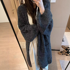 高级感针织长款开衫女秋冬新款女装宽松加厚慵懒风百搭毛衣外套女