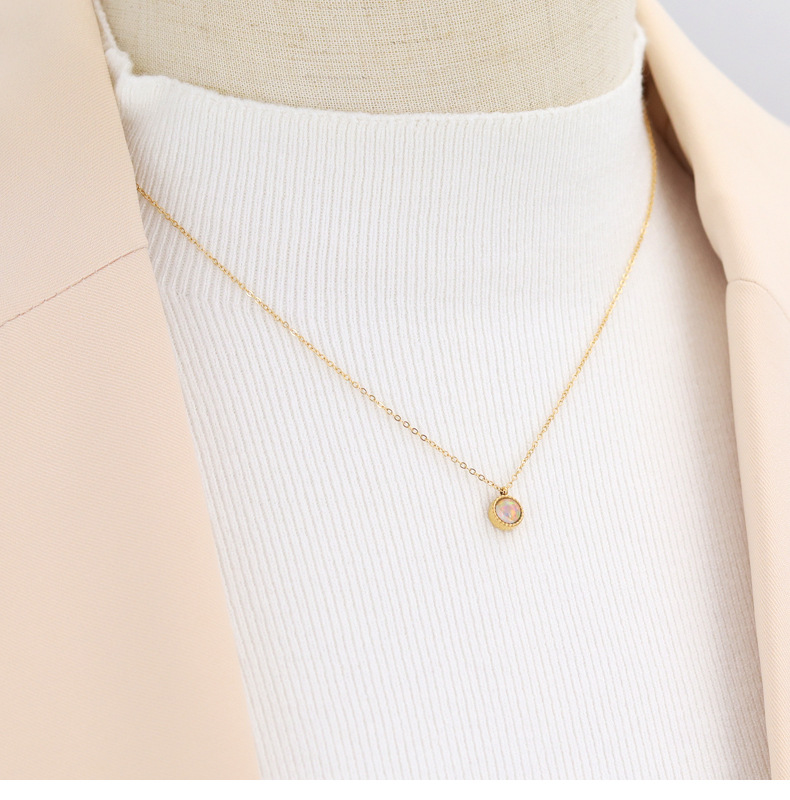 Simple Style Geometric Stainless Steel Plating Artificial Gemstones Pendant Necklace Colorza_colorza_10