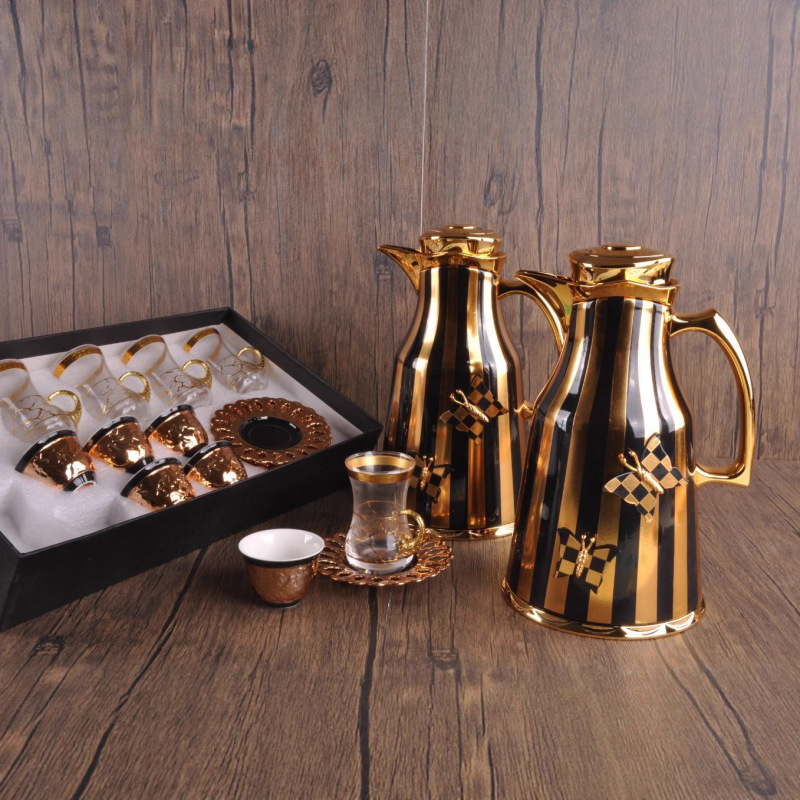 Ejshe Middle Eastern Style Dubai Arabian High-End Water Kettle Thermos Flask Coffee Pot Set