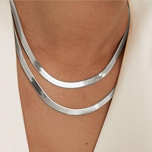 P 56611 Double Layer Snake Bone Chain Necklace �p���߹���
