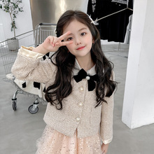 跨境女童春装2025新款儿童套装网红小香风宝宝两件套亮片短裙套装