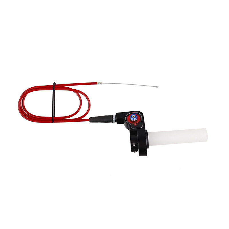 Universal throttle cable and grip modification for off-road motorcycles, with visible throttle grip and throttle cable assembly, complete set