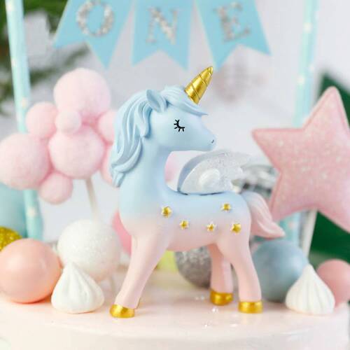 Fantasy Unicorn Rainbow Rocking Horse Birthday Cake Decoration Baking Ornaments Dessert Table Dress Up Party Cartoon Doll