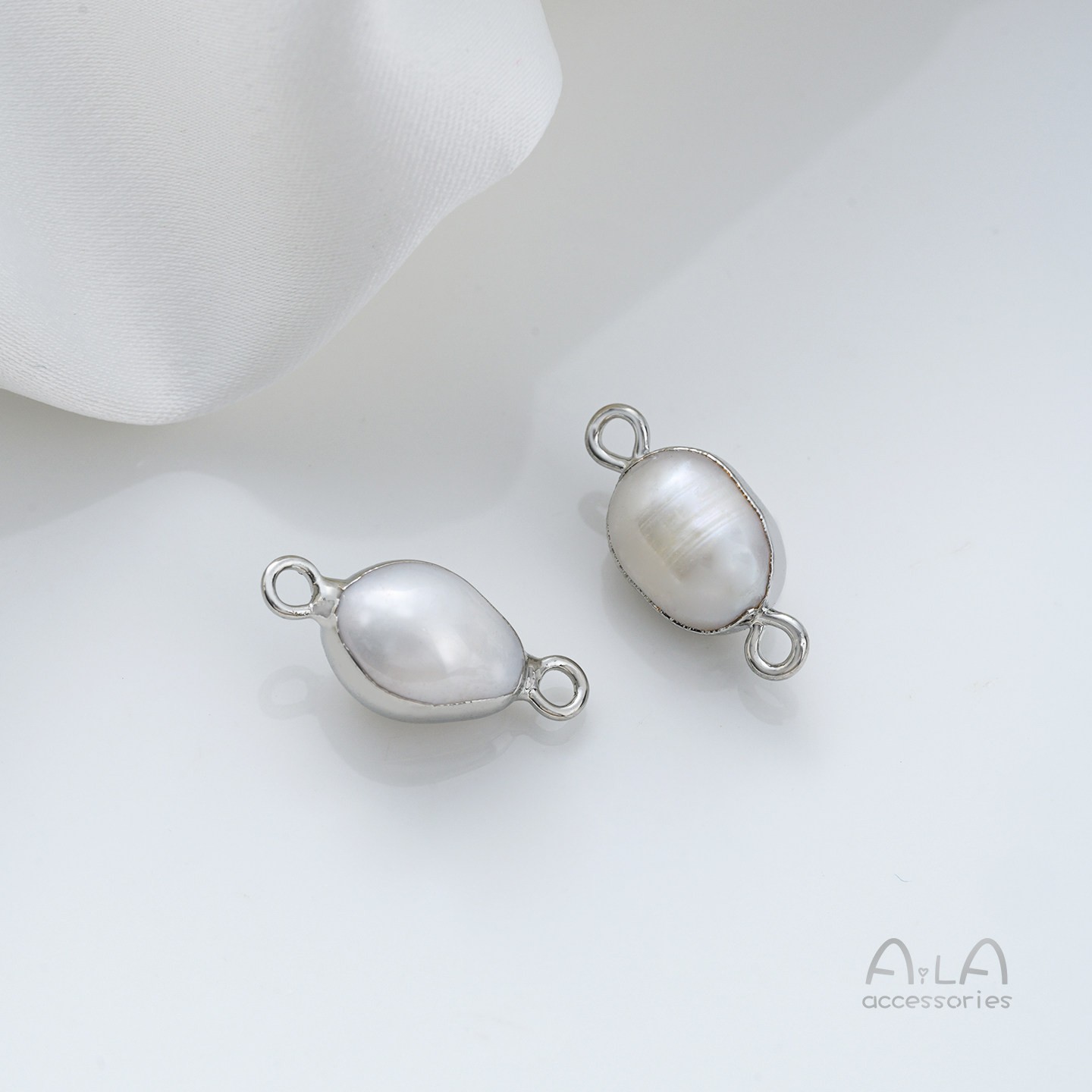 天然バロック異形真珠双穴ペンダントシングル吊り飾り米珠平円形手作りdiy縁取り部品