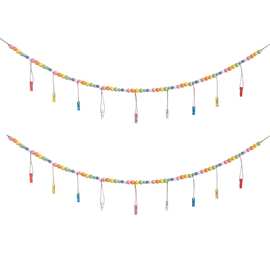 ins复活节木珠串相片流苏珠串木夹图片收纳悬挂照片家居装饰挂饰