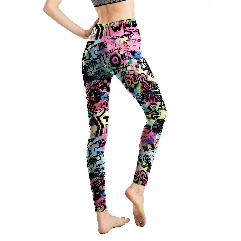 Л leggings из молочного шелка с принтом абстрактных букв, укорочённые брюки для женщин, цветы на ногах в европейском и американском стиле