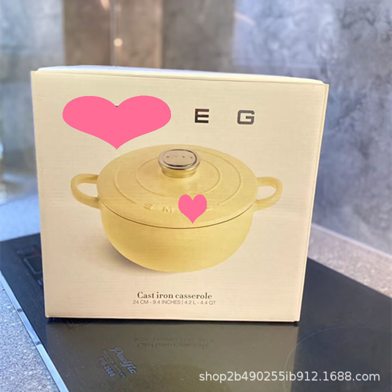Foreign Trade SM Simaijia EG24CM cast iron enamel pot soup pot retro enamel pot with lid gas induction cooker universal
