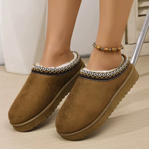 Amazon Sunflower Sole Foreign Trade Lazy Snow Boots Women's Winter New Baotou Slippers Platform Thick Soles Warm