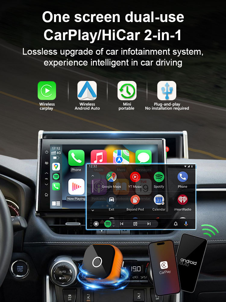 Cp031-1 Popular Orange Carplay Smart Box Universal Wireless Car Adapter for Apple and Android