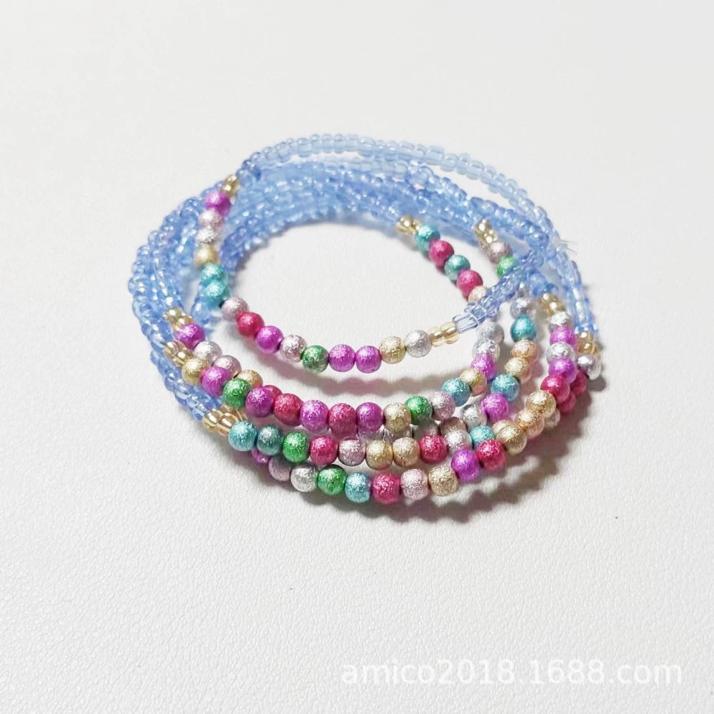 Африканские бусины на талию, цепочка для живота, боди-украшение в стиле бохо, эластичные разноцветные рисовые бусины, пояс