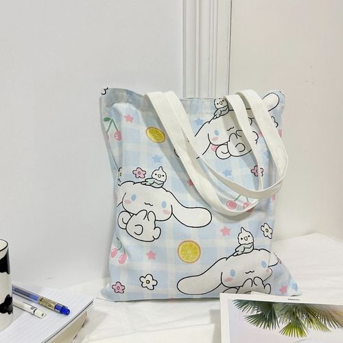 Sanrio Kuromi shoulder bag canvas bag KT family anime shoulder cute student tutoring bag A4 document bag