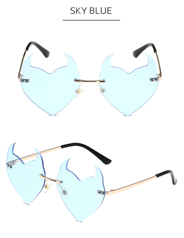 Men's Sunglasses Little Devil Frameless Sunglasses Funny Catwalk Style Unisex Cartoon Cute Metal Glasses_voghion.com