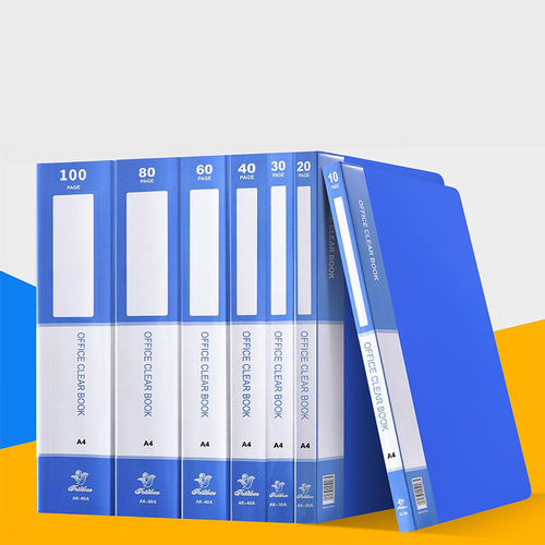 Factory direct supply waterproof A4 test paper storage book office blue folder file transparent insert multi-layer information book