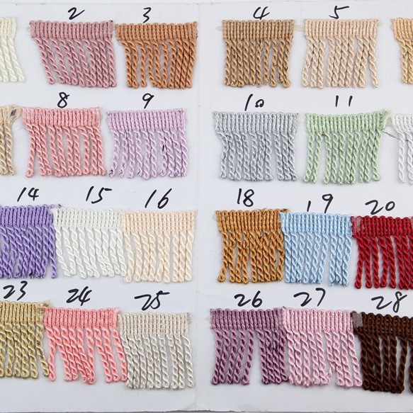 Cortina sofá accesorios decorativos de encaje accesorios de DIY 6cm barba cuerda fila dragón barba borla 6cm giro fila giro