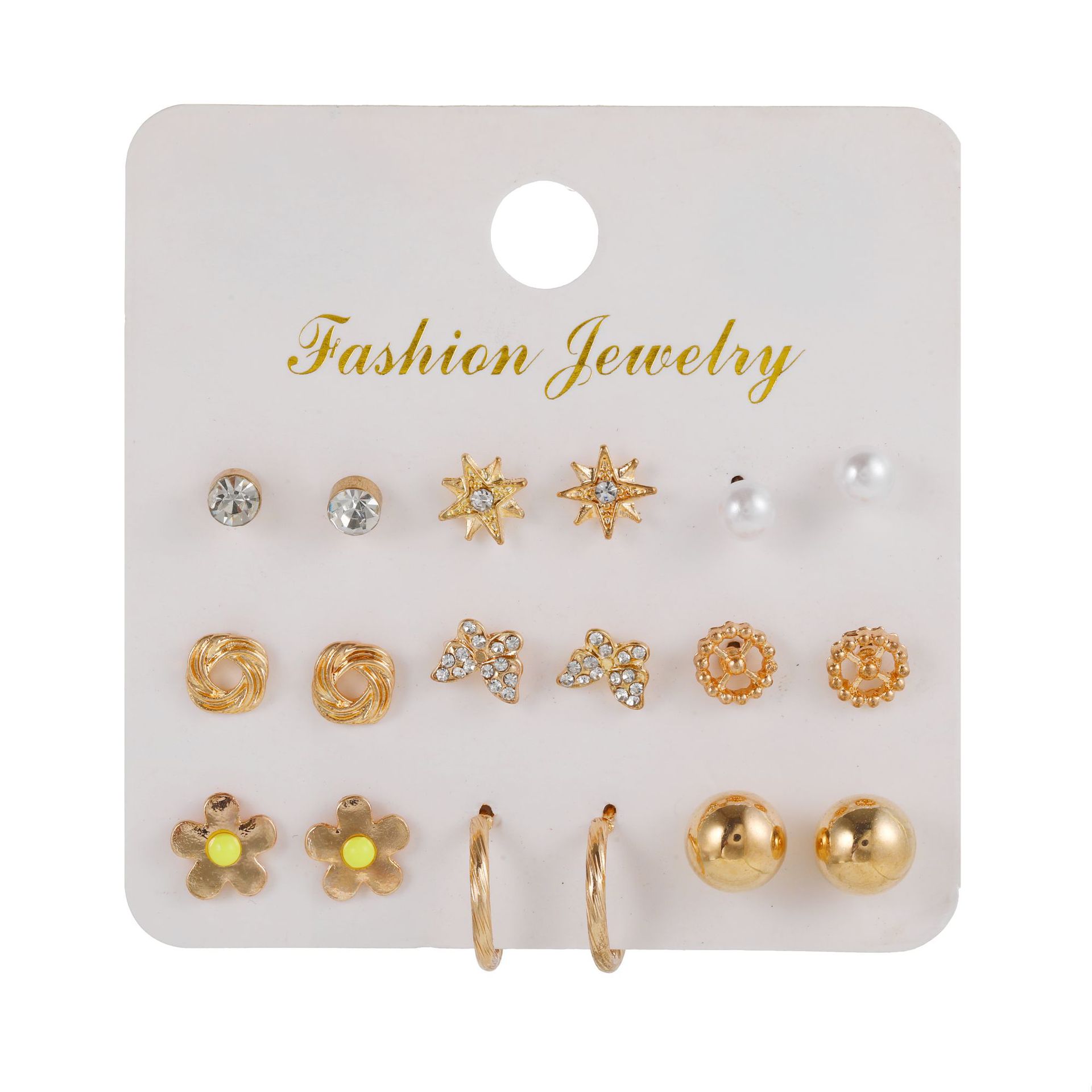 Fashion Sun Star Moon Alloy Inlay Artificial Pearls Rhinestones Women's Ear Studs 1 Set display picture 18