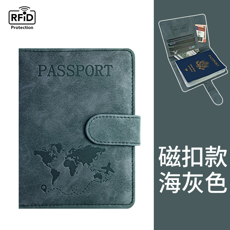 pu皮防磁护照包行李牌套装皮革防盗刷rfid护照夹证件包现货护照套|undefined