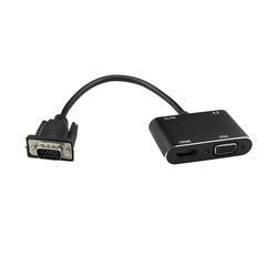 Vga-hdmi + vga 2 in 1同顕変換器vga-hdmi音声ビデオ同期中継ケーブル1080p