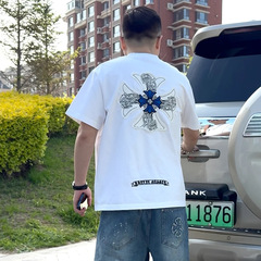 半袖ハンサムトレンディブランドラウンドネック大きいサイズトップスルーズメンズTシャツ夏の新作カジュアルウェアメンズトップス