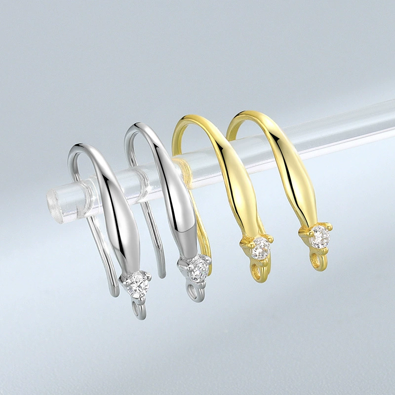Серьги из серебра 925, японско‑корейский минимализм, крючки с камнем