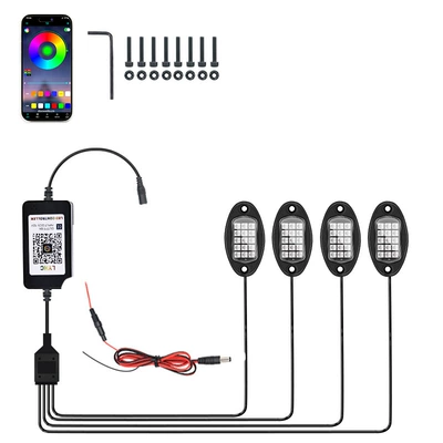 Cross-Border Off-Road Vehicle Chassis Lights Modified to Led Car Underbody Lights, One-To-Four App Ambient Lights, Pickup Truck Decorative Lights (Other lights) - straight-line-app-one-drag-four