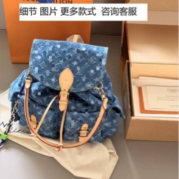 跨境外贸工厂直销2026新款老花双肩包小包牛仔风背包潮流单肩包
