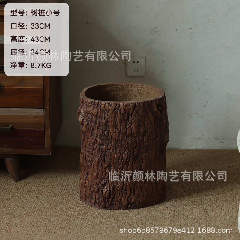 imitación de tocón de cemento maceta de flores de plantación verde silenciosa plantación de flores de suelo hotel residencial gran jarrón retro paisaje decoración ornamental