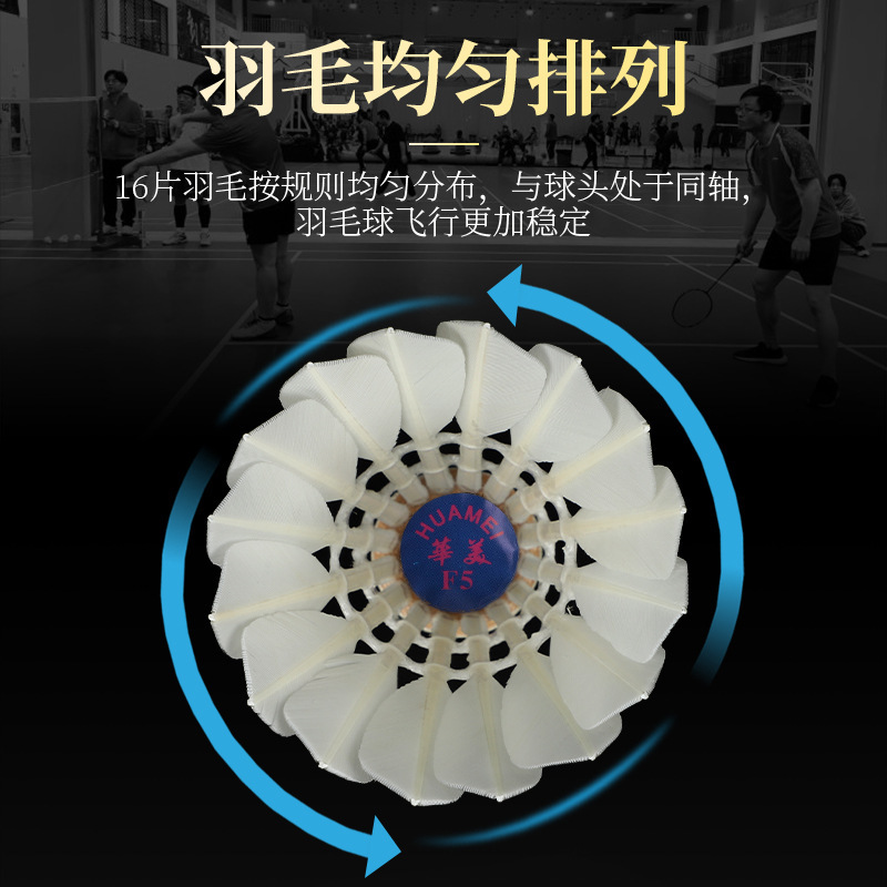 华美F5全圆羽毛球飞行稳定耐打手感好正品球馆训练比赛发12只包邮|undefined
