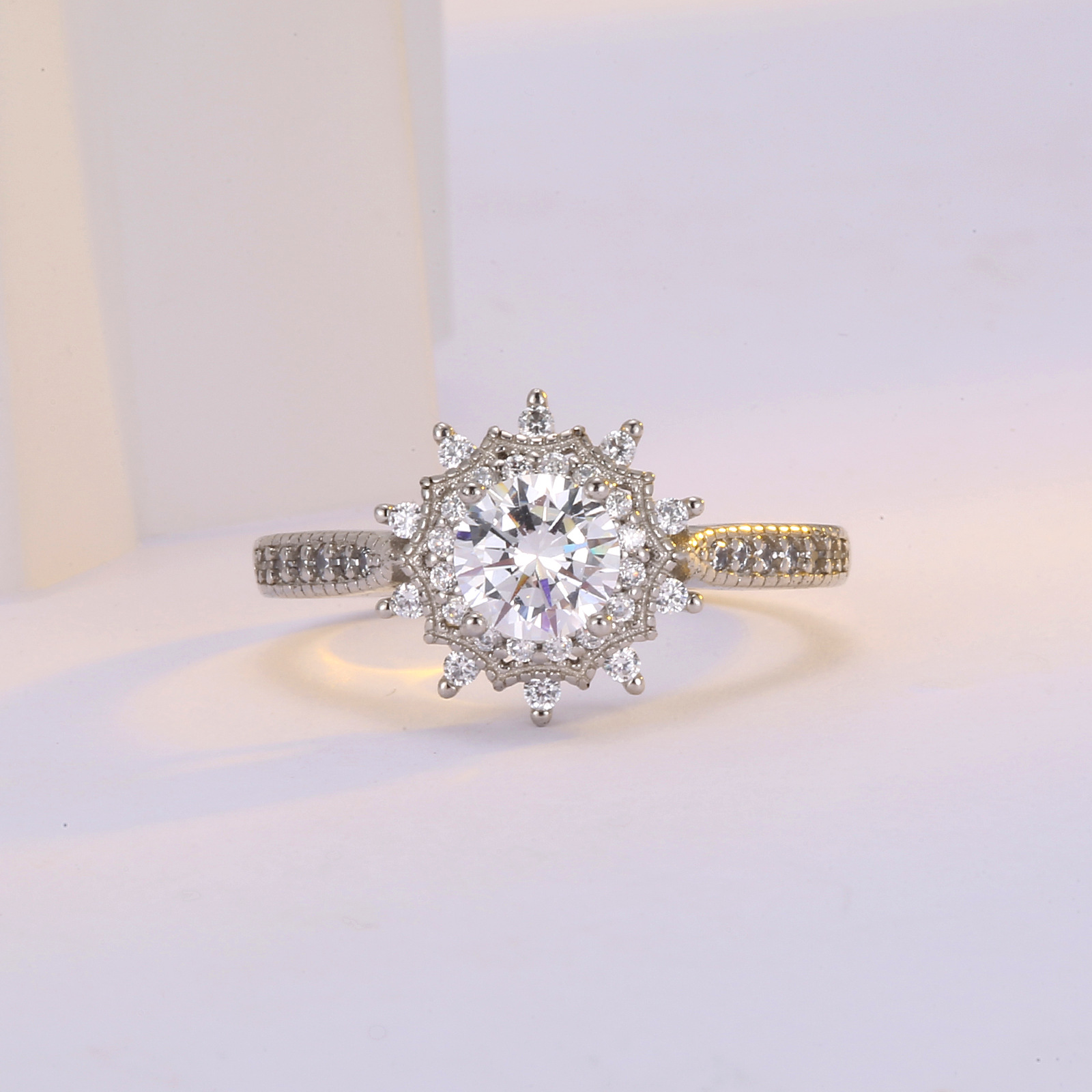 60 Points Simulation Diamond Ring Proposal Ring Women's High-grade Light Luxury Niche Design Proposal Valentine's Day Gift for Girlfriend