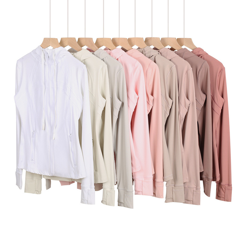 Ld·Hooded Stand-Up Collar Jacket Df Coat Long-Sleeve Women's Slim-Fit Sports Fitness Running Yoga Wear Versatile