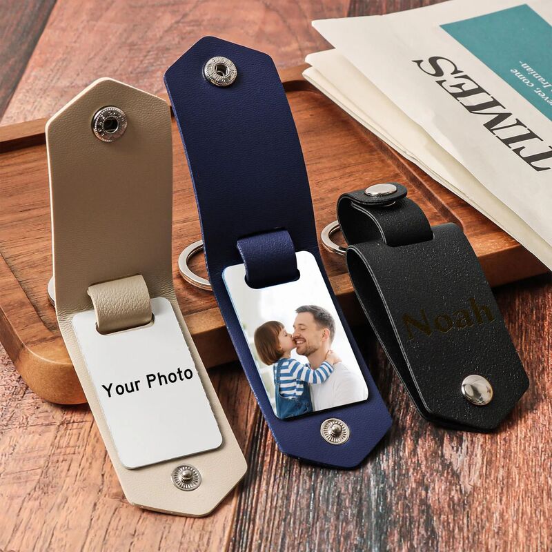 Etsy/Independent Website Hot-Selling Leather Photo Keychain Pod Customized Personalized Pendant Accessories Exclusively for Cross-Border Sales