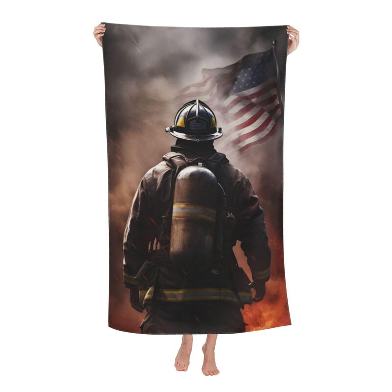 Firefighter Pattern Beach Towel Great Firefighters Sand Free Microfiber Bath Towel Soft Quick Dry Pool Towel