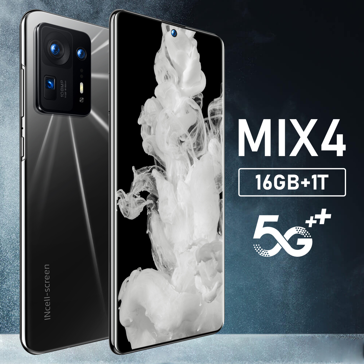 新款MIX4 安卓智能手机7.3寸穿孔屏跨境手机2GB+16GB内存支持代发