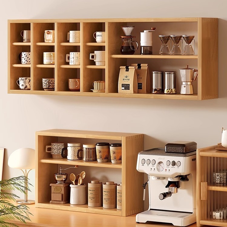 Portavasos de madera maciza Portavasos de pared Portavasos de almacenamiento Taza de café Taza de agua Soporte de exhibición de pared Estante de taza de té