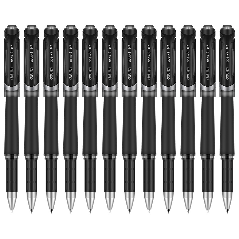 Delit S21 bolígrafo negro neutro de 0.7mm cabeza de bala lápiz esmerilado lápiz de firma suave y cómodo oficina 12