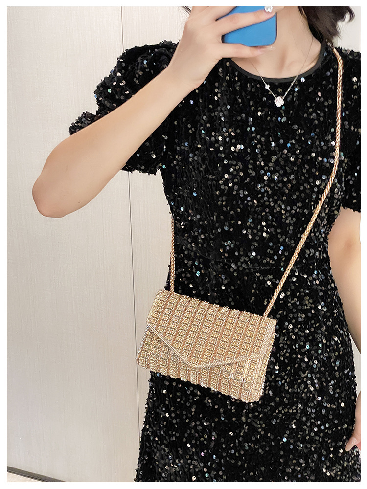 Cross-border bag bestsellers: Women's bag, chain, super shiny diamond-encrusted small square bag, crossbody bag, fashionable and versatile, socialite dinner bag undefined