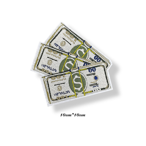 Embroidered Gold Money Patch Dollar Bill Wallet Banknote Patch European and American Foreign Trade Cloth Patch Sticker DIY Patch