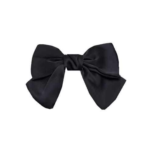 White Deer's same style black big bow hairpin French satin top clip internet celebrity back head headdress spring clip hair accessory