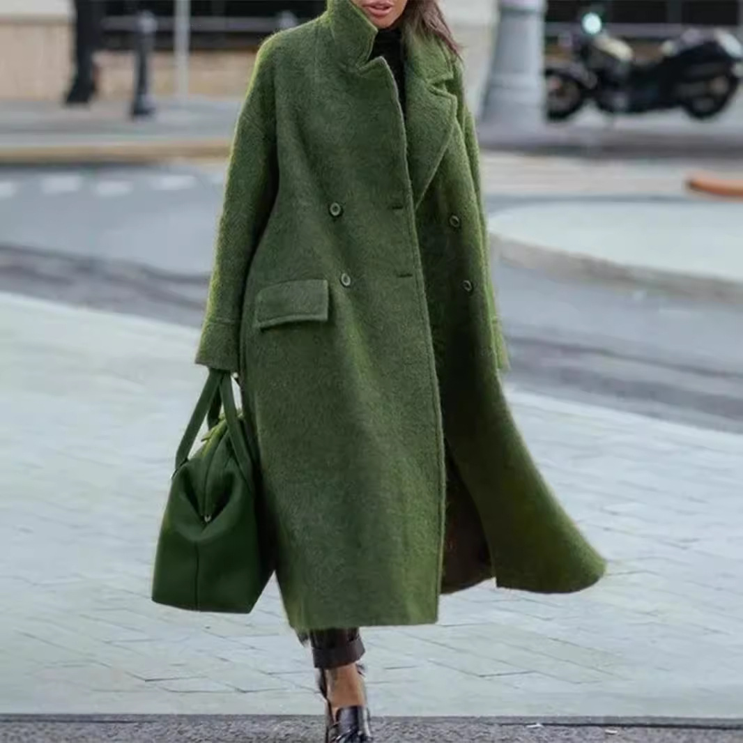 Women's Clothing Spring, autumn and winter new women's clothing casual long solid color warm woolen coat_voghion.com