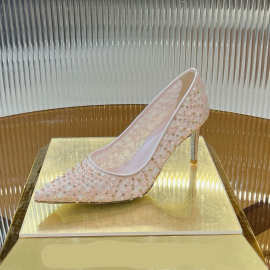 2025春季新款性感细高跟单鞋女粒面水钻气质名媛御姐仙女婚礼鞋